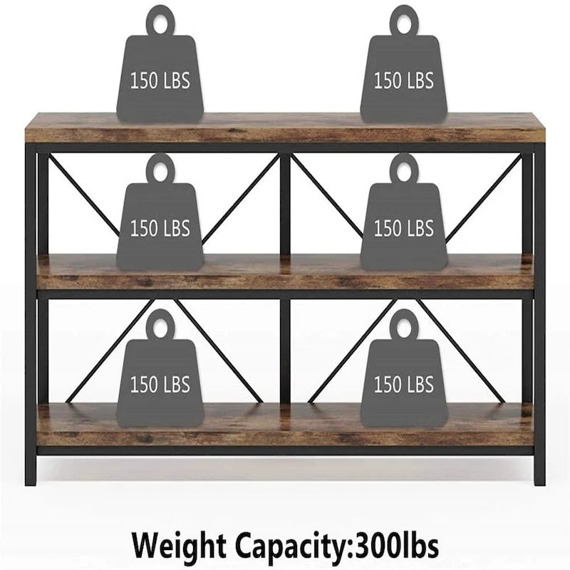 3 Tiers Console Table TV Stand with Storage Shelves,Sofa Table