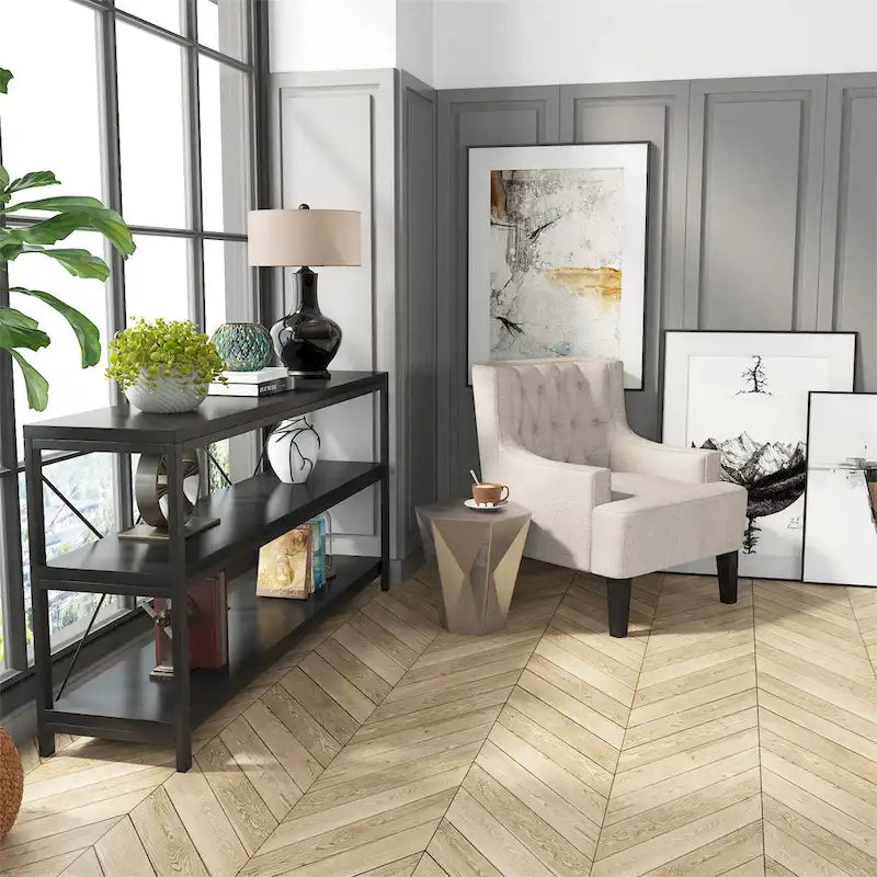 3 Tiers Console Table TV Stand with Storage Shelves,Sofa Table