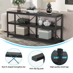 3 Tiers Console Table TV Stand with Storage Shelves,Sofa Table