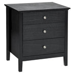 Modern Nightstand with 3 Drawers Solid Structure Beside Accent Table