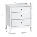 Modern Nightstand with 3 Drawers Solid Structure Beside Accent Table