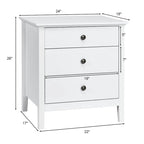 Modern Nightstand with 3 Drawers Solid Structure Beside Accent Table