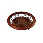 Wooden Coffee Table With Metal Frame in Brown Cherry Finish