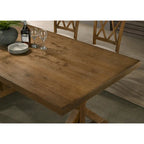 Roundhill Furniture Enna Morden Farmhouse Wood Trestle Dining Table, Brushed Driftwood Finish