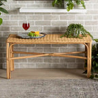 Cacaban Modern Bohemian Natural Brown Rattan Accent Bench