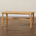 Cacaban Modern Bohemian Natural Brown Rattan Accent Bench