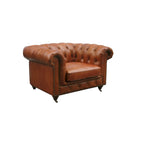 Pasargad Home Paris Club Genuine Leather Chester Bay Tufted Sofa/Chair