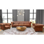Pasargad Home Paris Club Genuine Leather Chester Bay Tufted Sofa/Chair