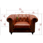 Pasargad Home Paris Club Genuine Leather Chester Bay Tufted Sofa/Chair
