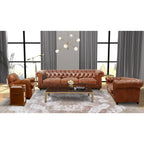 Pasargad Home Paris Club Genuine Leather Chester Bay Tufted Sofa/Chair