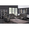Grey PU Leather 3/2-piece Sofa, Loveseat and Recliner Living Room Set