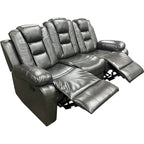 Grey PU Leather 3/2-piece Sofa, Loveseat and Recliner Living Room Set