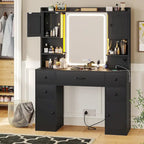 5 Drawers Vanity Desk Touch Screen Mirror Time Display Makeup Vanity