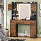 5 Drawers Vanity Desk Touch Screen Mirror Time Display Makeup Vanity