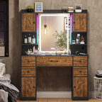 5 Drawers Vanity Desk Touch Screen Mirror Time Display Makeup Vanity