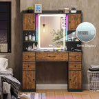 5 Drawers Vanity Desk Touch Screen Mirror Time Display Makeup Vanity