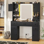 5 Drawers Vanity Desk Touch Screen Mirror Time Display Makeup Vanity