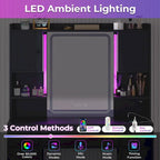 5 Drawers Vanity Desk Touch Screen Mirror Time Display Makeup Vanity