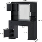 5 Drawers Vanity Desk Touch Screen Mirror Time Display Makeup Vanity