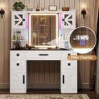 5 Drawers Vanity Desk Touch Screen Mirror Time Display Makeup Vanity