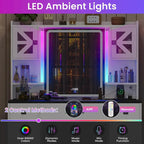 5 Drawers Vanity Desk Touch Screen Mirror Time Display Makeup Vanity