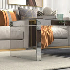 Glam Glass Mirrored Coffee Table Rectangle Silver Accent Table