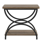 2-Tier RectangularWood Metal End Side Accent Table Nightstand