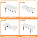 Extendable Kitchen Sintered Stone Material Rectangle Dining Table - 62.9x31.5x31.1 inch