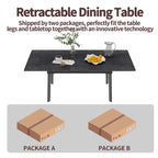 Extendable Kitchen Sintered Stone Material Rectangle Dining Table - 62.9x31.5x31.1 inch