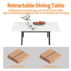Extendable Kitchen Sintered Stone Material Rectangle Dining Table - 62.9x31.5x31.1 inch