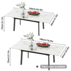 Extendable Kitchen Sintered Stone Material Rectangle Dining Table - 62.9x31.5x31.1 inch