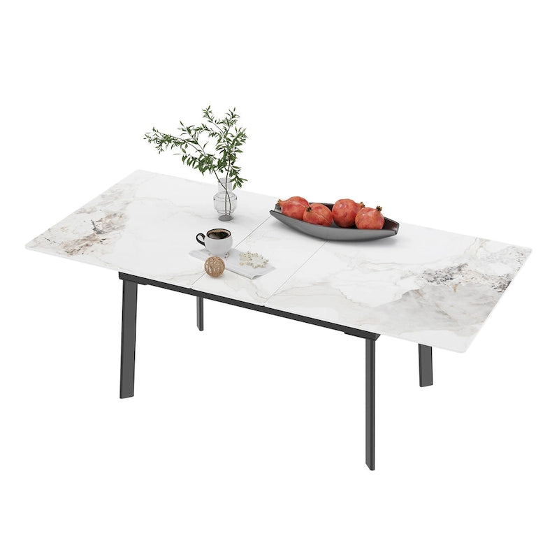 Extendable Kitchen Sintered Stone Material Rectangle Dining Table - 62.9x31.5x31.1 inch