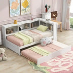 Twin Size Daybed with Trundle,Storage Cabinets and USB Ports