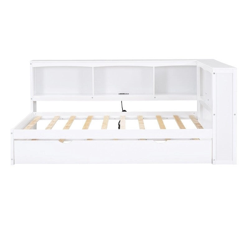 Twin Size Daybed with Trundle,Storage Cabinets and USB Ports
