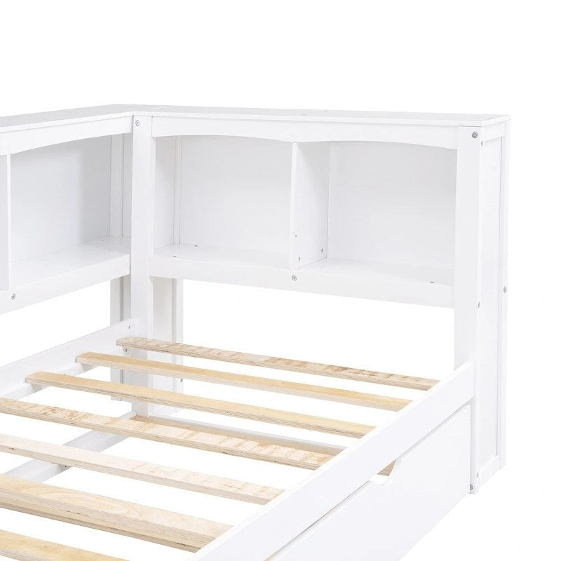 Twin Size Daybed with Trundle,Storage Cabinets and USB Ports