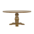 Som 60 Inch Round Dining Table, Cross Pedestal Base, Rustic Smoke Brown