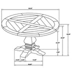 Som 60 Inch Round Dining Table, Cross Pedestal Base, Rustic Smoke Brown