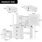 Moasis 39 Wide Makeup Vanity Set with Stool and 3 Color Sliding Mirror