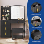 Moasis 39 Wide Makeup Vanity Set with Stool and 3 Color Sliding Mirror