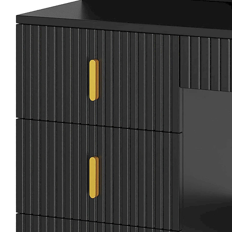 Moasis 39 Wide Makeup Vanity Set with Stool and 3 Color Sliding Mirror