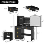 Moasis 39 Wide Makeup Vanity Set with Stool and 3 Color Sliding Mirror