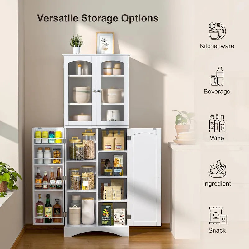 64 inches Tall Kitchen Storage Pantry Cabinet with Adjustable Shelves
