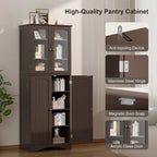 64 inches Tall Kitchen Storage Pantry Cabinet with Adjustable Shelves