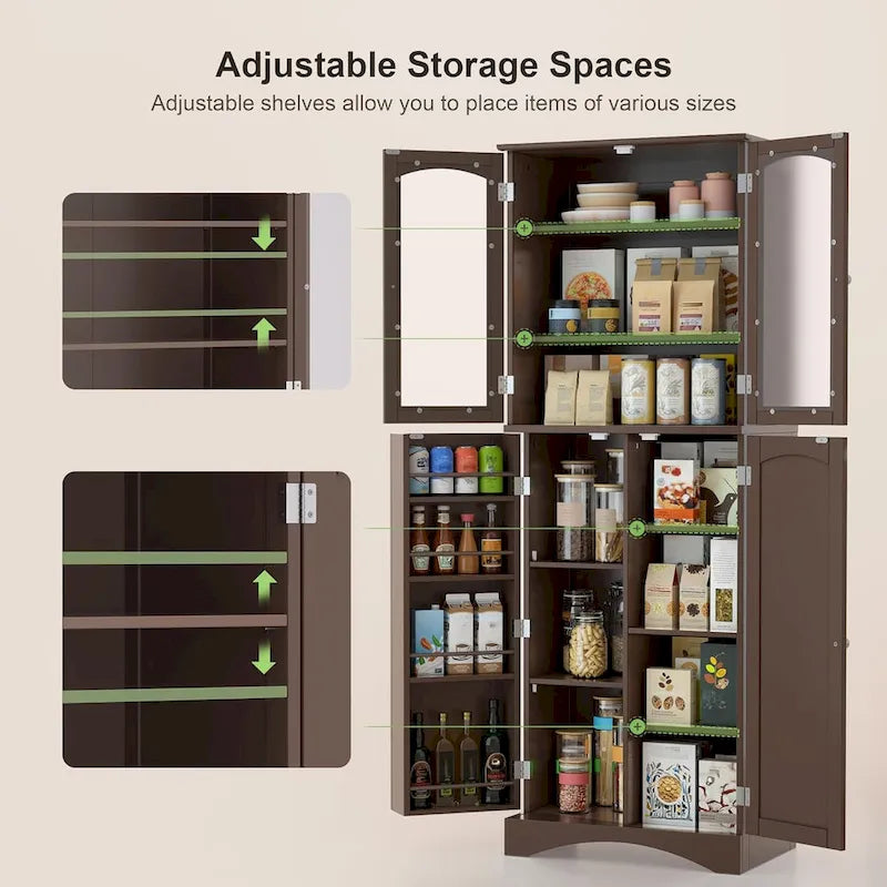 64 inches Tall Kitchen Storage Pantry Cabinet with Adjustable Shelves
