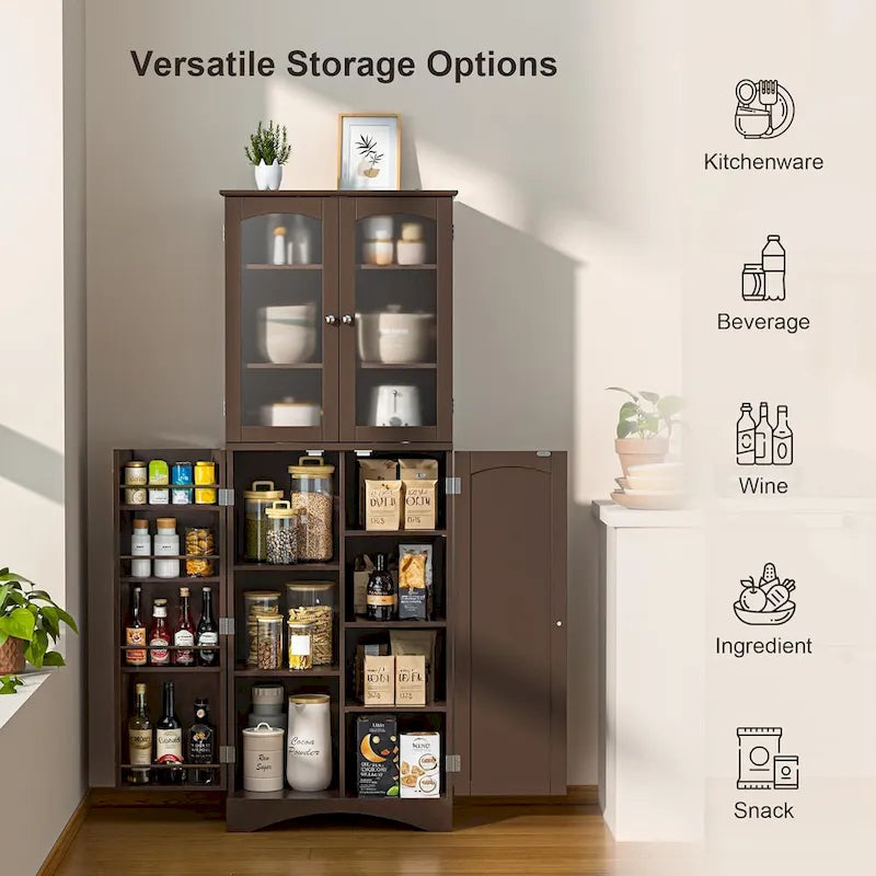 64 inches Tall Kitchen Storage Pantry Cabinet with Adjustable Shelves