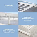 White 6 Inch Metal Platform Low Profile Bed Frame