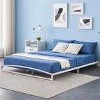 White 6 Inch Metal Platform Low Profile Bed Frame