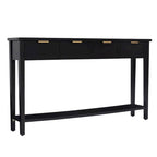 Kinbor Modern Console Table with 4 Drawers, Narrow Long Sofa Table with Open Shelf, Entryway Wood Console Table with Storage