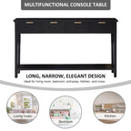 Kinbor Modern Console Table with 4 Drawers, Narrow Long Sofa Table with Open Shelf, Entryway Wood Console Table with Storage