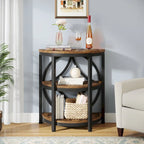 Half Round End Table, 3-Tier Narrow Side Table